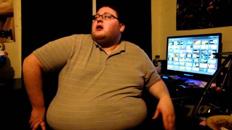 Создать мем: толстый игроман молодц, жирный нерд, человек