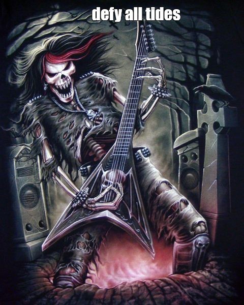 Create meme: heavy metal, skeleton rocker, metal guitarist