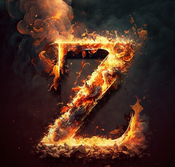 Create meme: the letters in the fire, fire letters, the letter z