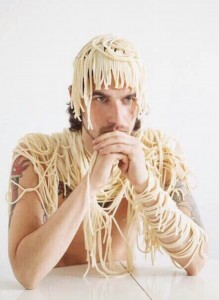 Create meme: people with noodles on the ears photo, meme noodles on the ears, to deceive
