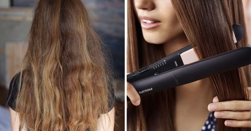 Create meme: hair straightener, philips hair straightener, ironing