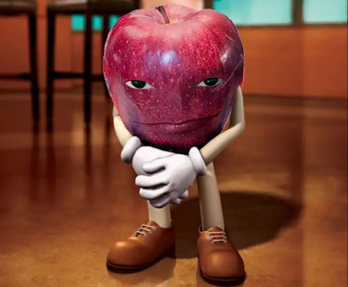 Create meme: Apple , Hey Apple , The apple is evil