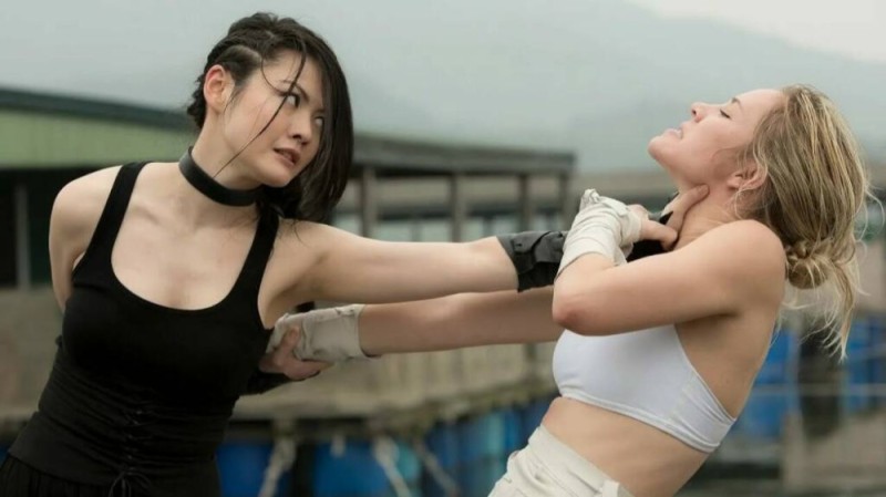 Create meme: bloody battle, lady bloody fight movie, a frame from the movie