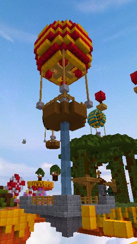 Create meme: minecraft , up minecraft, hot air balloon minecraft construction