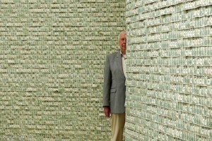 Create meme: borrow money, wall, a man behind a wall of money
