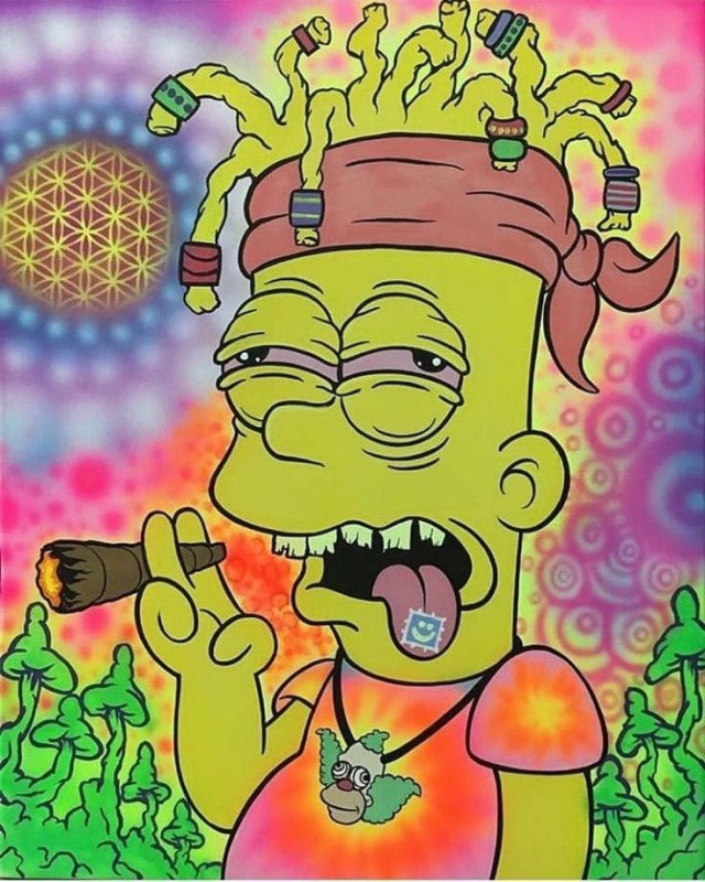 Создать мем: stoner simpson, барт симпсон крутой, раскраска stoner