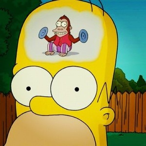 Create meme: Homer and the monkey in the head photo, Homer Simpson monkey in the head, the monkey in the head of Homer