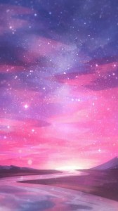 Создать мем: фиолетовый фон аниме пейзажи, фон, звездное небо розовое