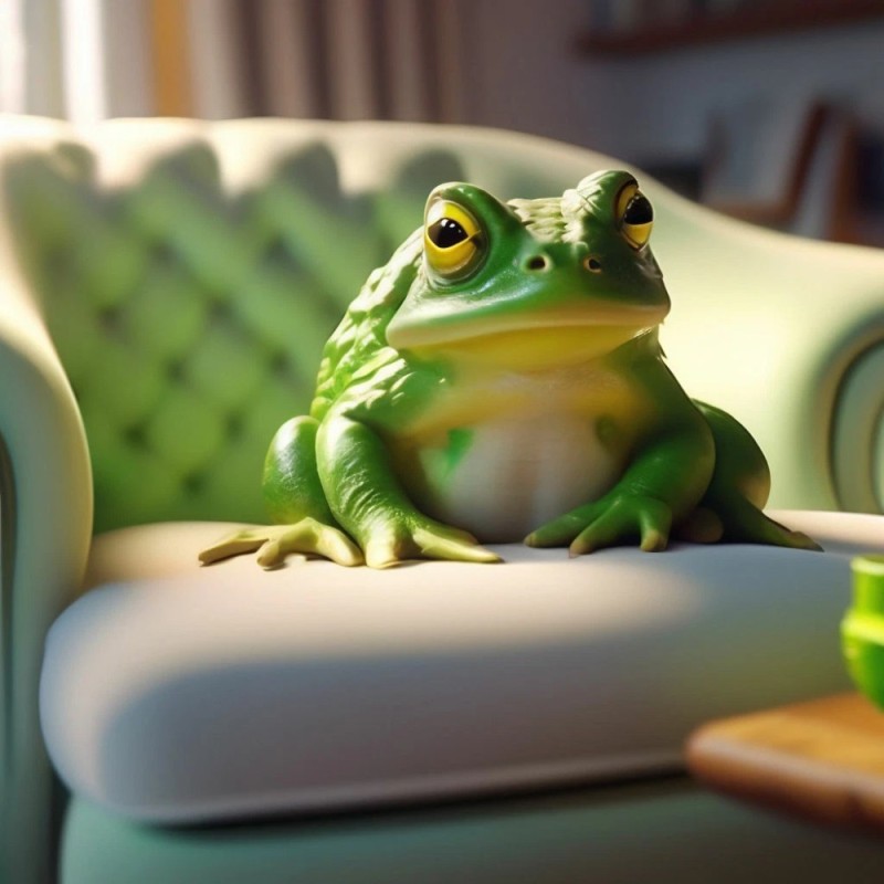 Create meme: The frog is sitting, painting frog, the green toad