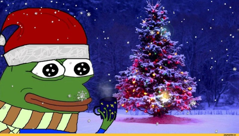 Создать мем: лягушонок pepe новый год, пепе санта, новогодняя жаба