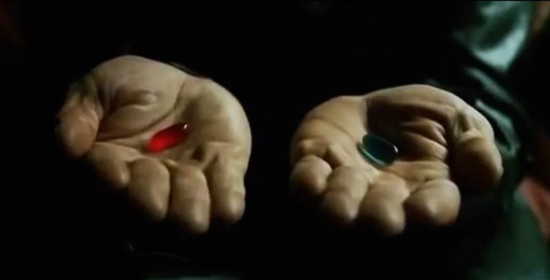 Create meme: matrix choice pill, Morpheus is a choice between the two pills, morpheus pills