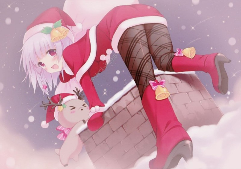 Create meme: Anime girl Santa, Sakura Santa anime, Bad santa girl anime
