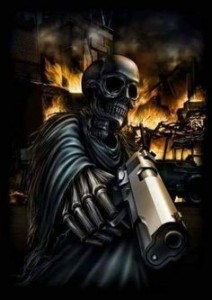 Create meme: ghost zombie call of duty, a skeleton with a revolver, skeleton with a gun