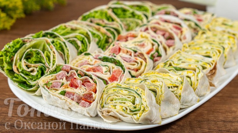 Create meme: roll of pita, pita bread rolls with different fillings, lavash appetizer