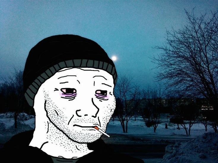 Создать мем: wojak, мем лицо, мем грустный в шапке