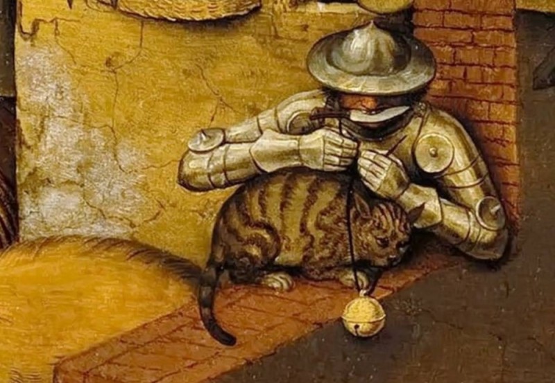 Create meme: Pieter Brueghel the Elder Dutch proverbs, pieter Brueghel the elder Flemish proverbs, cats in medieval paintings