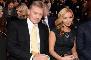 Create meme: press Secretary, rich wife, Dmitry Peskov, Tatiana Navka