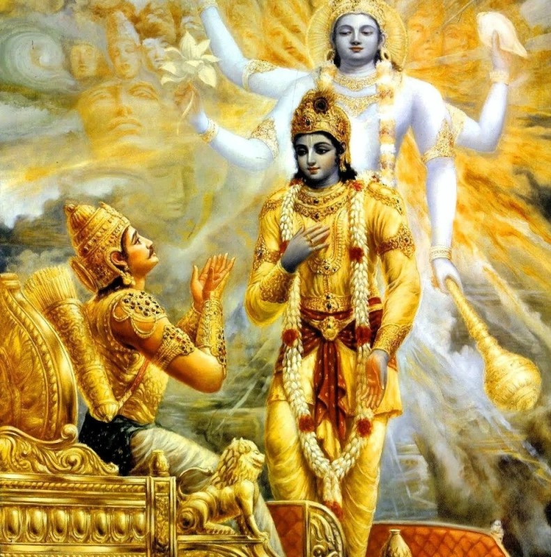 Create meme: Arjuna surrenders to Krishna, aarti kunj bihari ki translation, bhagavad gita
