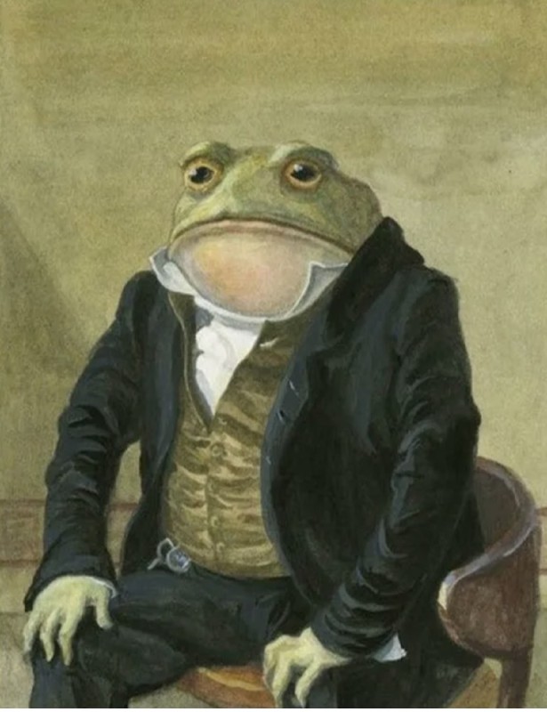 Create meme: The toad in the jacket, frog painting, toad 