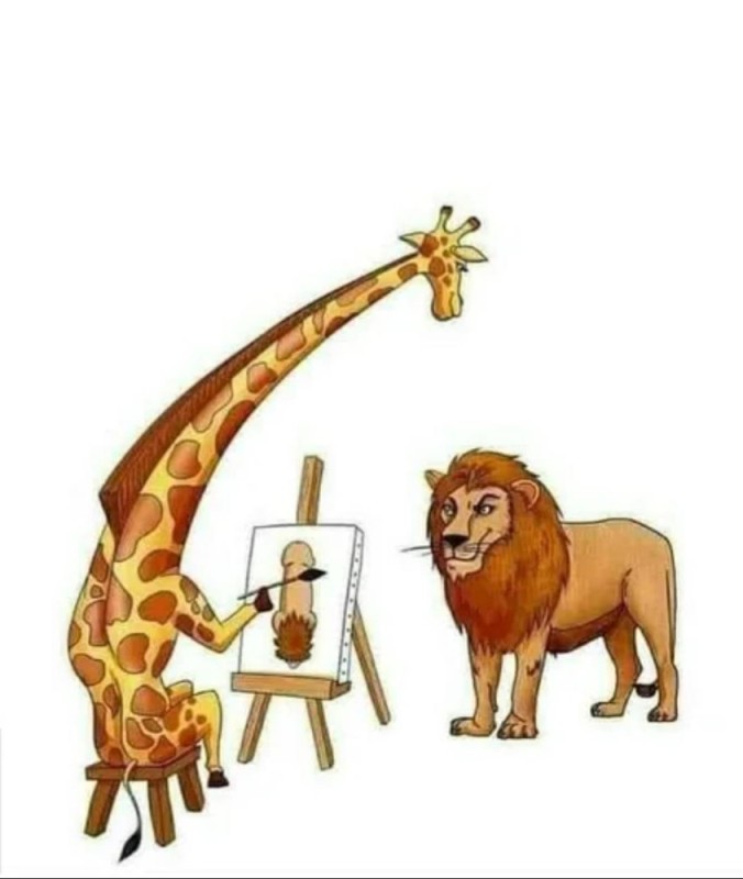 Create meme: A giraffe draws a lion, giraffe illustration, giraffe and lion