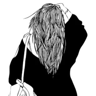 Create meme: drawings for drawing a girl from the back, black and white drawings of girls, girl drawings