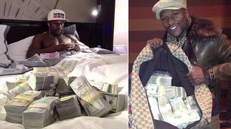 Создать мем: флойд мейвезер и его деньги, floyd mayweather миллионер, флойд мейвезер богатый