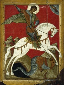 Создать мем: икона 17 века георгия победоносца, георгий победоносец икона, чудо георгия о змие