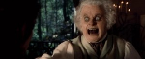 Create meme: Bilbo Baggins, Bilbo with the ring of power, Bilbo Baggins scary