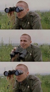 Create meme: meme binoculars, the guy with the binoculars meme, disgusting meme binoculars