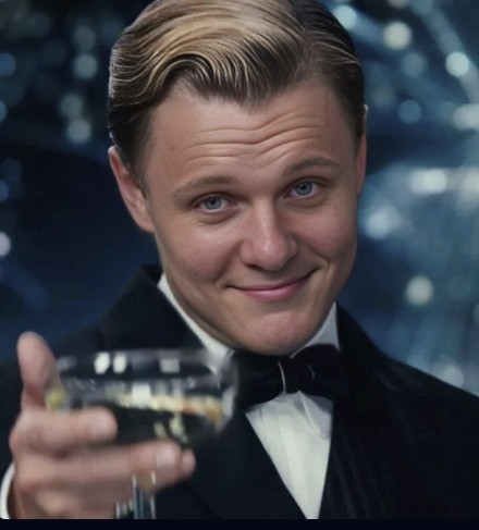 Create meme: Leonardo DiCaprio with a glass of, Leonardo DiCaprio the great Gatsby, Leonardo DiCaprio the great Gatsby