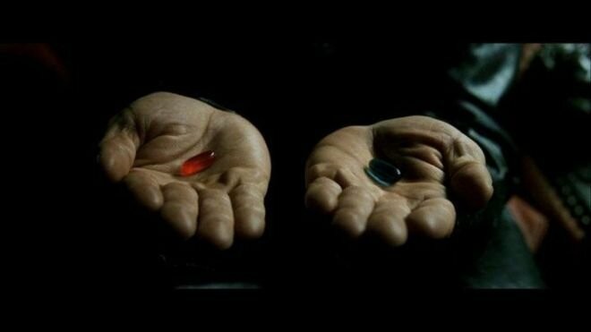 Create meme: red pill , red and blue pill, morpheus pills
