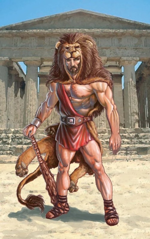 Create meme: Hercules , hercules in the skin of a lion, Hercules in the skin of the Nemean lion