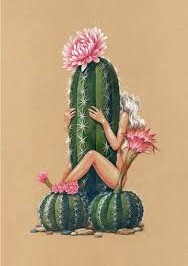 Создать мем: кактус растение, кактус гуашью, кактус иллюстрация
