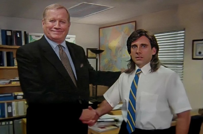 Create meme: TV series office meme handshake, office meme handshake, meme tv series office