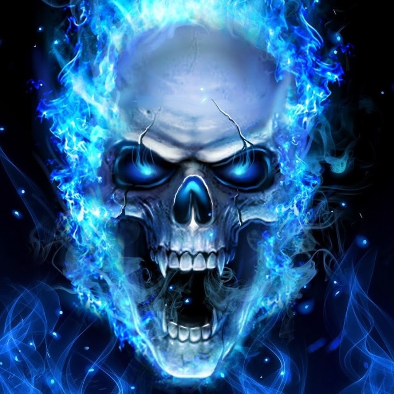 Create meme: blue skull, skull cool, the fiery skull