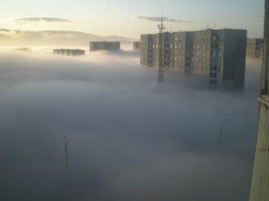 Create meme: Murmansk, morning, thick fog