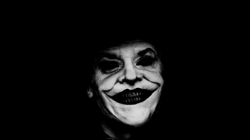 Create meme: jack nicholson the joker, Jack Nicholson , scary smile on black background