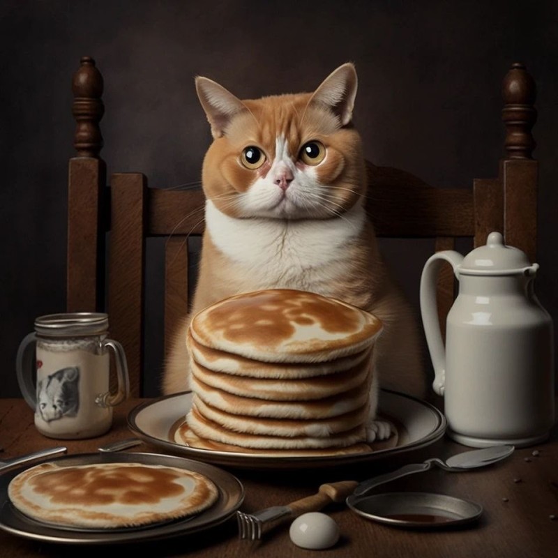 Create meme: the cat with the pancakes , Maslenitsa cats, Maslenitsa cats