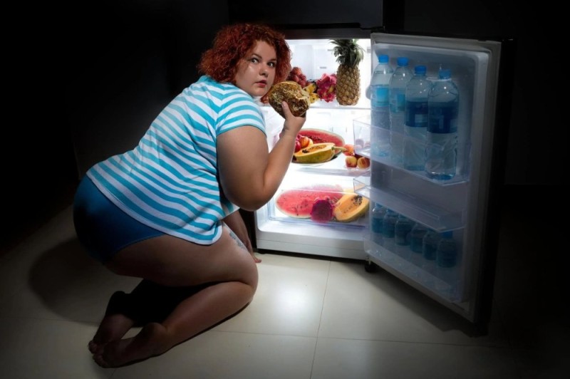 Create meme: funny refrigerator, jokes about fat girls, fat woman with food