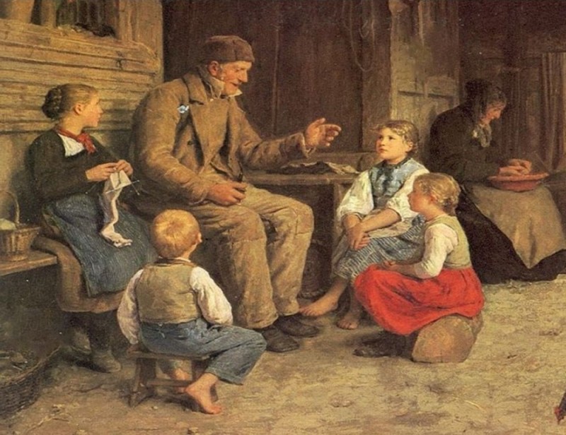 Create meme: sunday school albert anker, painting, german painting