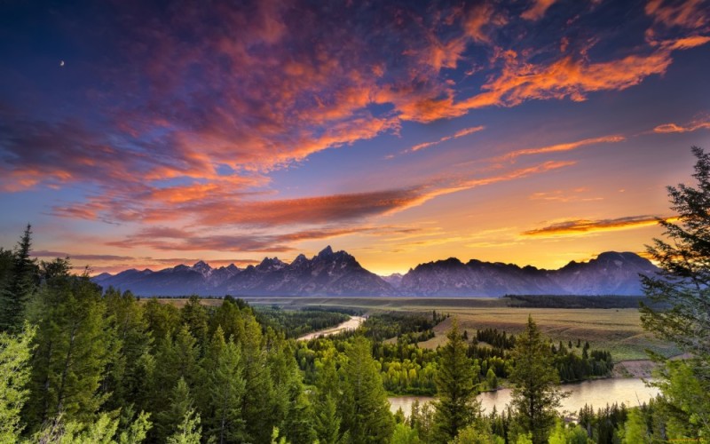 Create meme: morning of the mountain, wyoming nature, sunset mountains