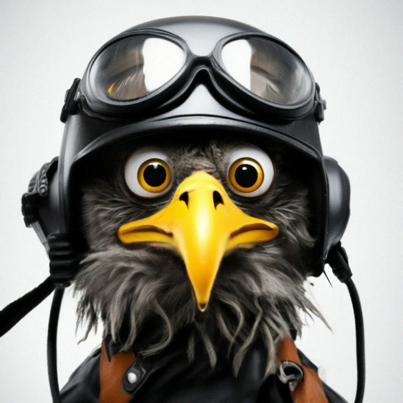 Create meme: cat pilot, a duck in a helmet, the eagle in the helmet