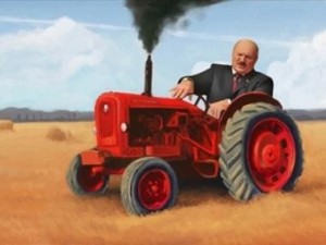 Create meme: tractor in a field