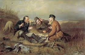Create meme: the hunters at rest , the painting hunters at rest, vasily grigoryevich perov hunters at a halt