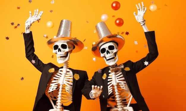 Create meme: happy halloween skeleton, skeleton halloween, Halloween 