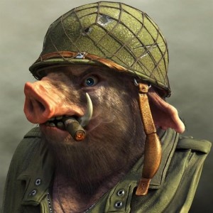Создать мем: war pigs игра, боевая каринка с думером свиньёй, свинья с оружием