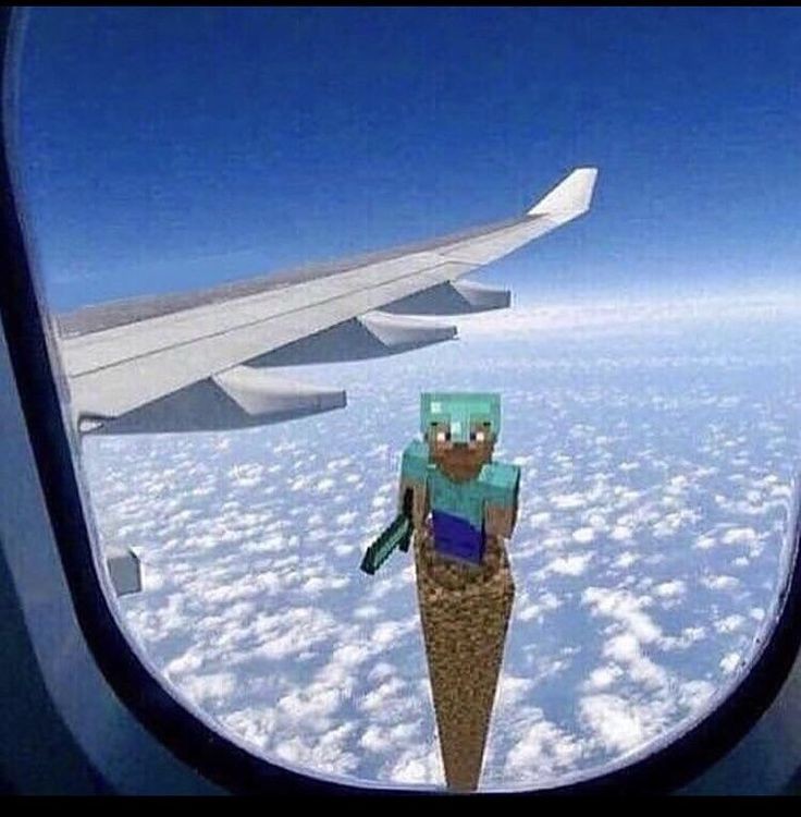 Create meme: Steve is in the window of the plane, ice cream in minecraft, Steve from minecraft