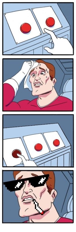 Create meme: two buttons meme template, difficult choice , red button meme