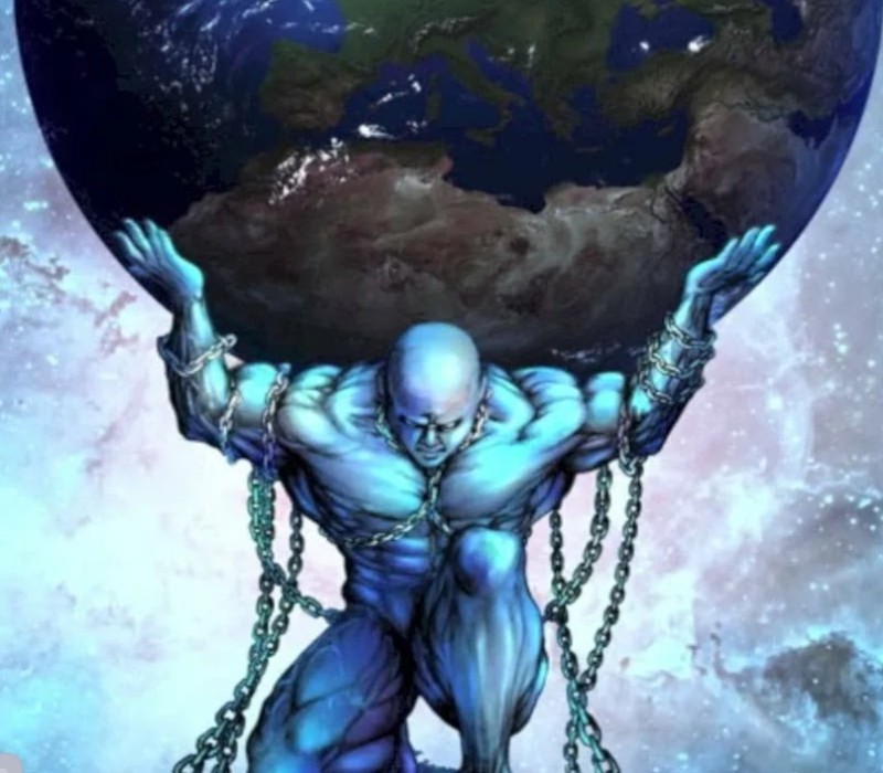 Create meme: Titan Atlas holds the firmament, Titan Atlas, planet titan