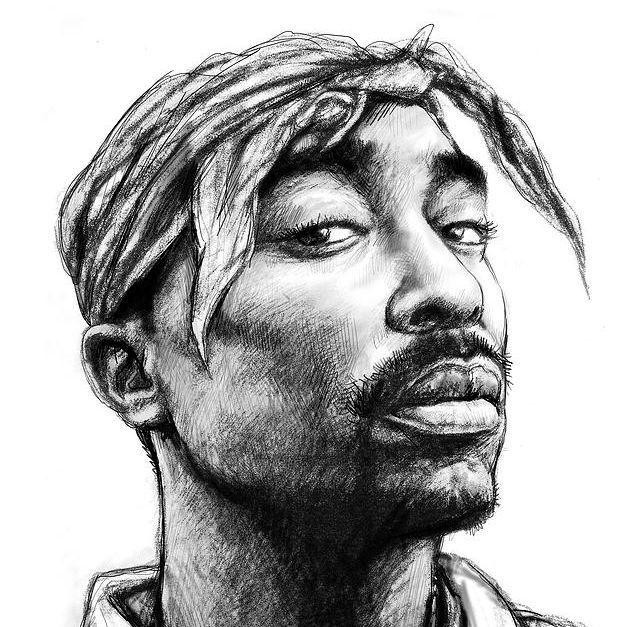 Create meme: Tupac Shakur portrait, portrait of Tupac in pencil, tupac art